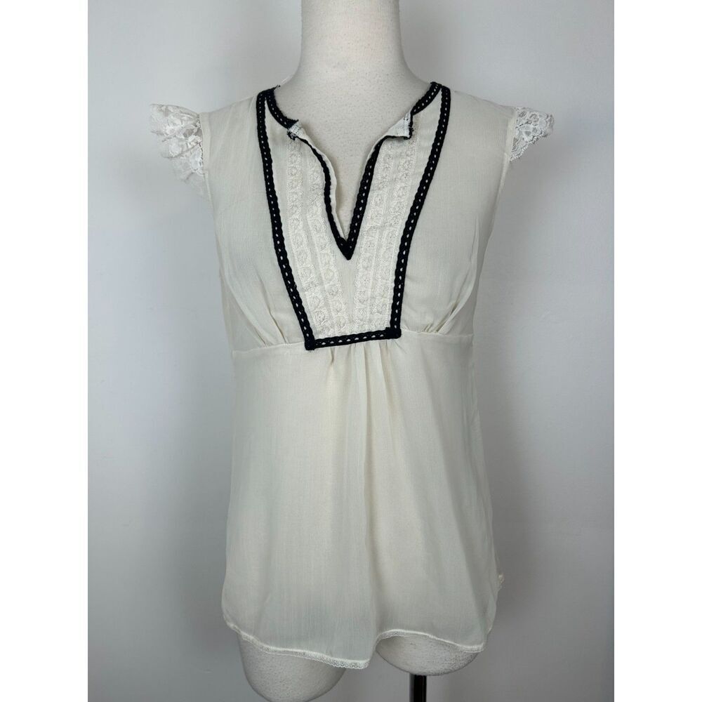 Y2K VTG SOULMATES Empire Waist Blouse Size XS S Retro Sheer Fairy Cottagecore